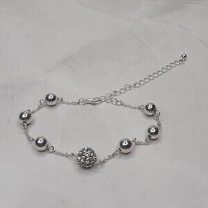 Silver and Rhinestone Adjustable Length Chain Bracelet